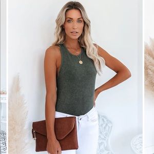 VICI cotton razorback tank | olive // Large